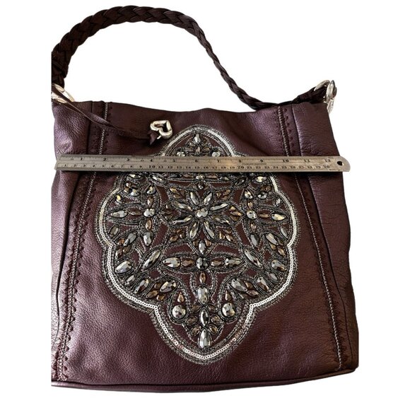 Brighton Handbag Hobo Soft Leather Beaded Bag NWOT Amethyst - Picture 9 of 16